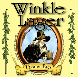 WINKLE LAGER PILSNER BIER A GENUINE BOHEMIAN STYLE PILS. CRISP AND REFRESHING, BREWED IN THE CATSKILL MOUNTAINS. EST.1999 CRISP AND REFRESHING. trademark