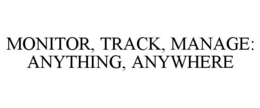 MONITOR, TRACK, MANAGE: ANYTHING, ANYWHERE trademark