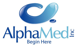A ALPHAMED INC BEGIN HERE trademark