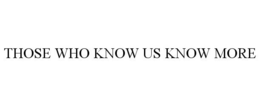 THOSE WHO KNOW US KNOW MORE trademark