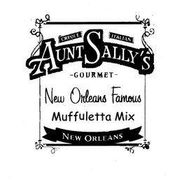 CREOLE ITALIAN AUNT SALLY'S GOURMET NEW ORLEANS FAMOUS MUFFULETTA MIX NEW ORLEANS trademark