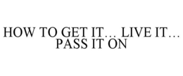 HOW TO GET IT... LIVE IT... PASS IT ON trademark