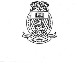 LIBERTY UNIVERSITY SCHOOL OF LAW FIDES NOS LORICAT SOLU DOE GLORIA trademark