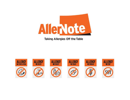 ALLERNOTE TAKING ALLERGIES OFF THE TABLE ALLERGY NO SHELLFISH ALLERGY NO NUTS ALLERGY NO DAIRY ALLERGY NO EGGS ALLERGY NO WHEAT ALLERGY NO SOY trademark