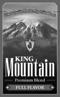 KING MOUNTAIN PREMIUM BLEND FULL FLAVOR- WHERE QUALITY REACHES ROYAL STANDARDS trademark