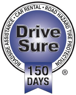 DRIVE SURE 150 DAYS ROADSIDE · CAR RENTAL · ROAD HAZARD TIRE PROTECTION trademark