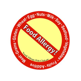 FOOD ALLERGY!, FOOD ALLERGY KIDS CLUB.COM,NUTS,MILK,EGG,GRAINS,SOY,WHEAT,MEAT,ADDITIVE,FRUITS,VEGETABLE,GLUTEN,SEAFOOD trademark