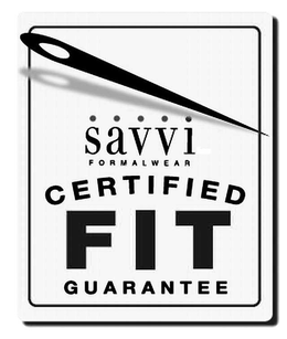 SAVVI FORMALWEAR CERTIFIED FIT GUARANTEE trademark