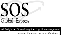 SOS GLOBAL EXPRESS AIR FREIGHT OCEAN FREIGHT LOGISTICS MANAGEMENT AROUND THE WORLD AROUND THE CLOCK trademark