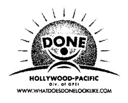 DONE HOLLYWOOD-PACIFIC DIV. OF GPEI WWW.WHATDOESDONELOOKLIKE.COM trademark