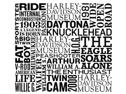 SPORTSTER FAT BOY V-ROD AMERICAN LIFE WILLIE G. RIDE INTERNAL COMBUSTION 1903 A LEGEND IS BORN BIG TWIN MILWAUKEE HARLEY-DAVIDSON MUSEUM PASSION DAYTONA KNUCKLEHEAD PEASHOOTER WALTER WILLIAM S. ARTHUR WILLIAM A. THE ENTHUSIAST TWIN CAM 2008 THE EAGLE SOARS ALONE H.O.G. 1981 WIDE OPEN ROAD trademark