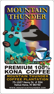 MOUNTAIN THUNDER PREMIUM 100% KONA COFFEE MOUNTAIN THUNDER COFFEE PLANTATION trademark