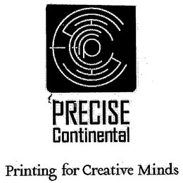 PC PRECISE CONTINENTAL PRINTING FOR CREATIVE MINDS trademark