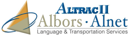 ALTRAC II ALBORS · ALNET LANGUAGE & TRANSPORTATION SERVICES trademark