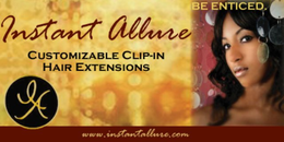 IA INSTANT ALLURE CUSTOMIZABLE CLIP-IN HAIR EXTENSIONS BE ENTICED WWW.INSTANTALLURE.COM trademark