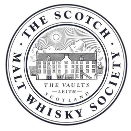 THE SCOTCH · MALT WHISKY SOCIETY · THE VAULTS LEITH SCOTLAND trademark