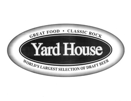 YARD HOUSE GREAT FOOD · CLASSIC ROCK WORLD'S LARGEST SELECTION OF DRAFT BEER trademark
