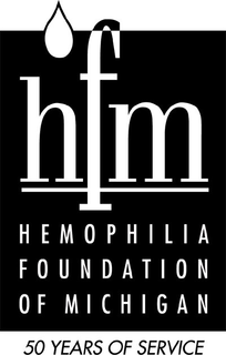 HFM HEMOPHILIA FOUNDATION OF MICHIGAN 50 YEARS OF SERVICE trademark