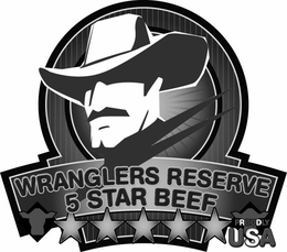 WRANGLERS RESERVE 5 STAR BEEF PROUDLY USA trademark