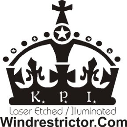 K. P. I. LASER ETCHED / ILLUMINATED WINDRESTRICTOR.COM trademark