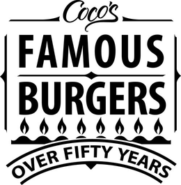COCO'S FAMOUS BURGERS OVER FIFTY YEARS trademark