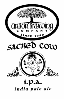 ARBOR BREWING COMPANY SINCE 1995 SACRED COW I.P.A INDIA PALE ALE trademark