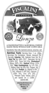 FISCALINI LIONZA FARMSTEAD A HANDCRAFTED CALIFORNIA CHEESE MADE FROM WHOLE RAW COWS MILK REAL CALIFORNIA CHEESE GOLD MEDAL trademark