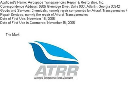ATRR AEROSPACE TRANSPARENCIES REPAIR & RESTORATION trademark
