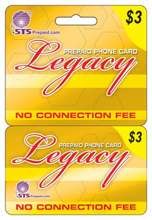 LEGACY PREPAID PHONE CARD STS PREPAID.COM NO CONNECTION FEE trademark