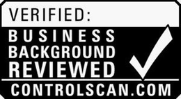 VERIFIED: BUSINESS BACKGROUND REVIEWED CONTROLSCAN.COM trademark