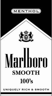 MARLBORO SMOOTH 100'S MENTHOL UNIQUELY RICH & SMOOTH PM USA trademark
