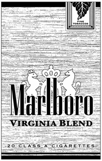 MARLBORO VIRGINIA BLEND 20 CLASS A CIGARETTES FINE TOBACCOS trademark
