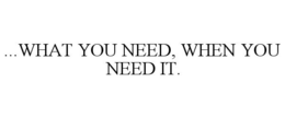 ...WHAT YOU NEED, WHEN YOU NEED IT. trademark