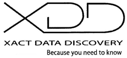 XDD XACT DATA DISCOVERY BECAUSE YOU NEED TO KNOW trademark