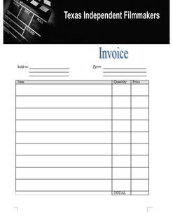 TEXAS INDEPENDENT FILMMAKERS INVOICE trademark