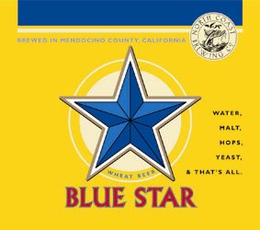 BLUE STAR WHEAT BEER WATER, MALT, HOPS ,YEAST, AND THAT'S ALL, BREWED IN MENDOCINO COUNTY, CALIFORNIA NORTH COAST BREWING CO. trademark