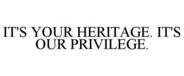 IT'S YOUR HERITAGE. IT'S OUR PRIVILEGE. trademark