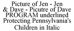 PICTURE OF JEN - JEN & DAVE - PICUTRE OF DAVE PROGRAM UNDERLINED PROTECTING PENNSYLVANIA'S CHILDREN IN ITALIC trademark