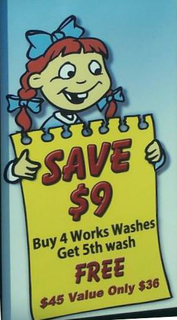 SAVE $9 BUY 4 WORKS WASHES GET 5TH WASH FREE $45 VALUE ONLY $36 trademark
