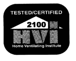 TESTED/CERTIFIED 2100 HVI HOME VENTILATING INSTITUTE trademark