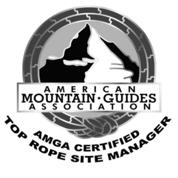 AMERICAN MOUNTAIN · GUIDES ASSOCIATION AMGA CERTIFIED TOP ROPE SITE MANAGER trademark