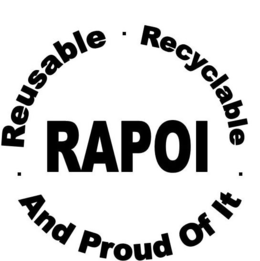 RAPOI · REUSABLE · RECYCLABLE · AND PROUD OF IT trademark