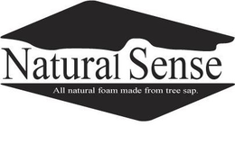 NATURAL SENSE ALL NATURAL FOAM MADE FROM TREE SAP. trademark