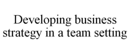 DEVELOPING BUSINESS STRATEGY IN A TEAM SETTING trademark