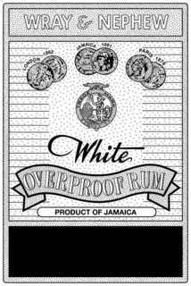 WRAY & NEPHEW WHITE OVERPROOF RUM PRODUCT OF JAMAICA LONDON, 1862 JAMAICA, 1891 PARIS, 1878 TRADE MARK BLENDED & BOTTLED BY J. WRAY & NEPHEW LTD DISTILLERS & BLENDERS (SINCE 1825) KINGSTON, JAMAICA trademark
