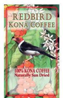 REDBIRD KONA COFFEE 100% KONA COFFEE NATURALLY SUN DRIED trademark