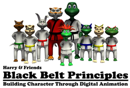 HARRY & FRIENDS BLACK BELT PRINCIPLES BUILDING CHARACTER THROUGH DIGITAL ANIMATION trademark