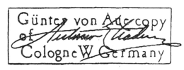 GUNTER VON AUE COPY OF ANTONIO STRADIVARIUS COLOGNE W. GERMANY trademark