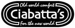 CIABATTA'S OLD WORLD COMFORT FOR THE NEW WORLD trademark