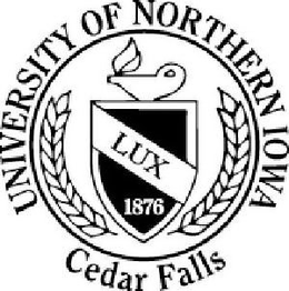 UNIVERSITY OF NORTHERN IOWA LUX 1876 CEDAR FALLS trademark